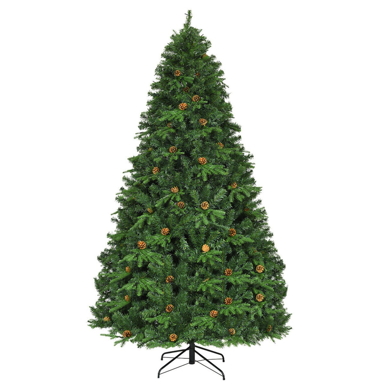 Flocked Artificial Christmas Tree with LED Lights and Pine Cones